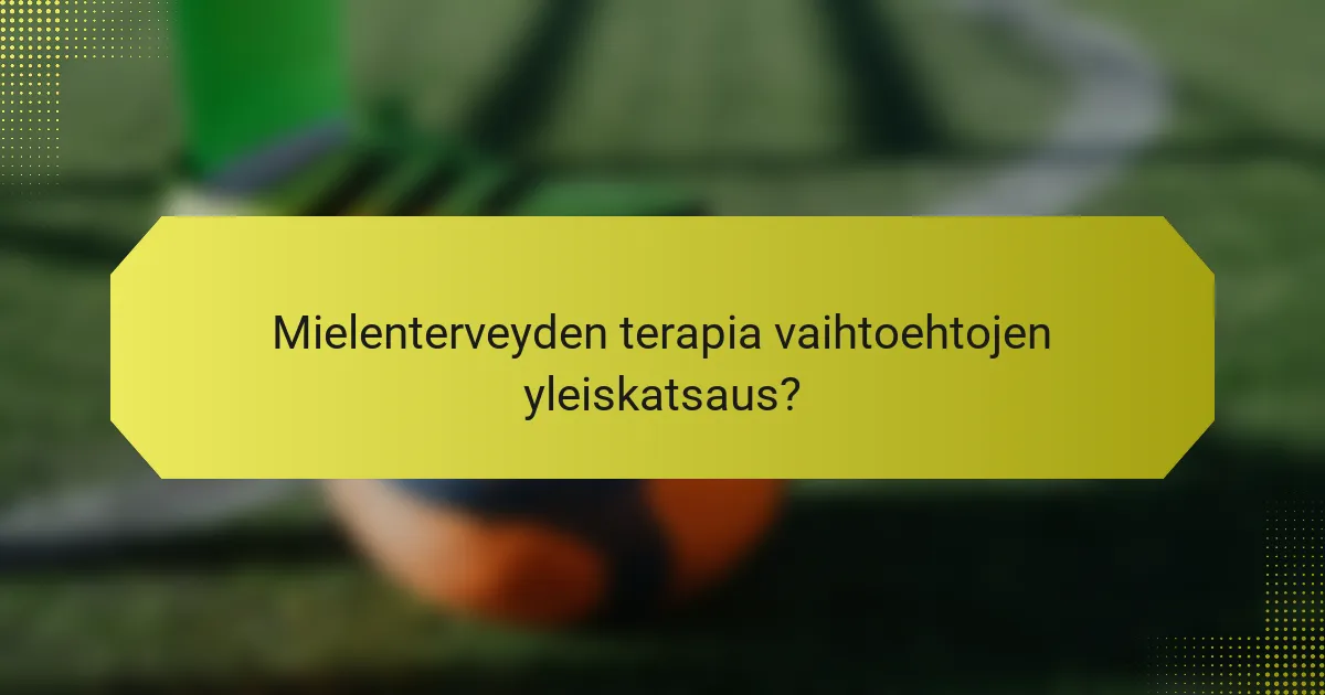 Mielenterveyden terapia vaihtoehtojen yleiskatsaus?