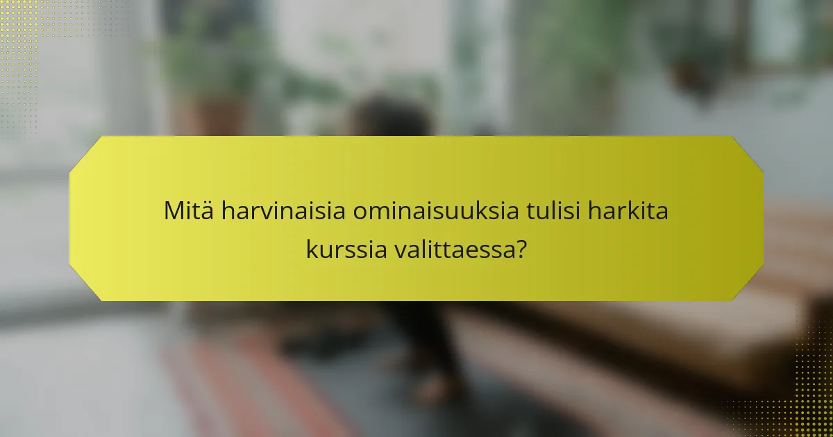 Mitä harvinaisia ominaisuuksia tulisi harkita kurssia valittaessa?