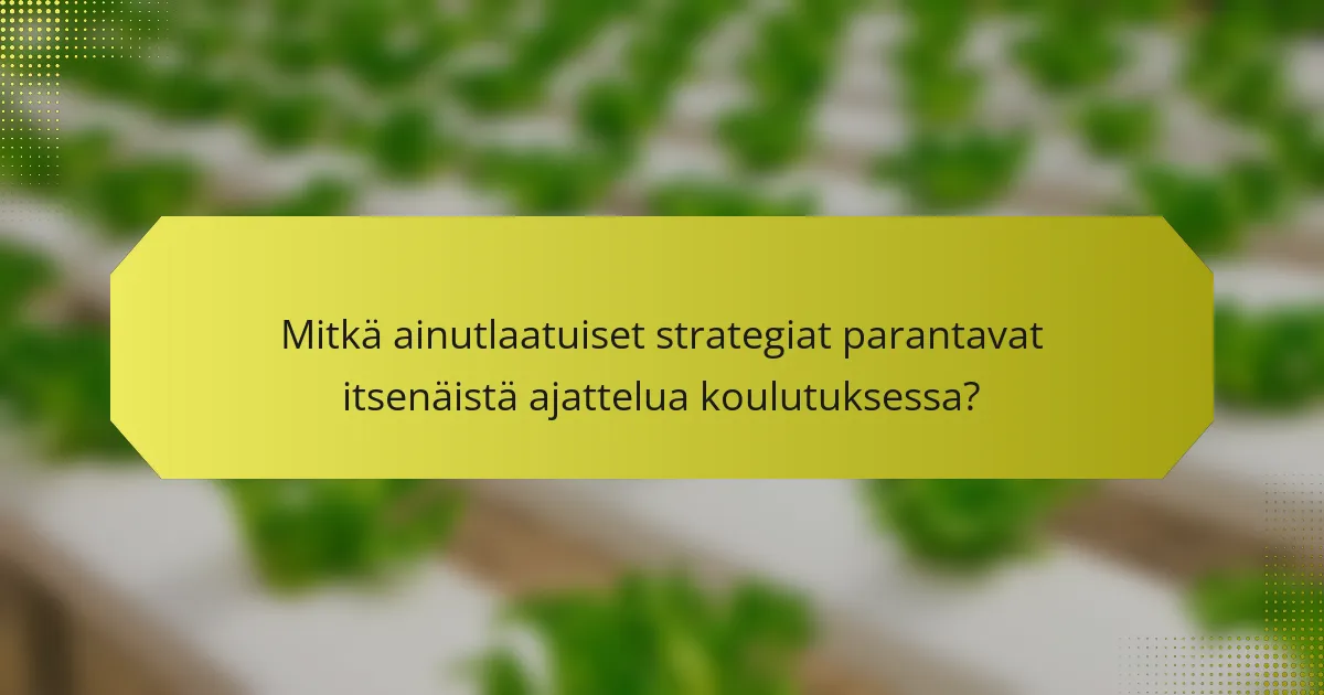Mitkä ainutlaatuiset strategiat parantavat itsenäistä ajattelua koulutuksessa?