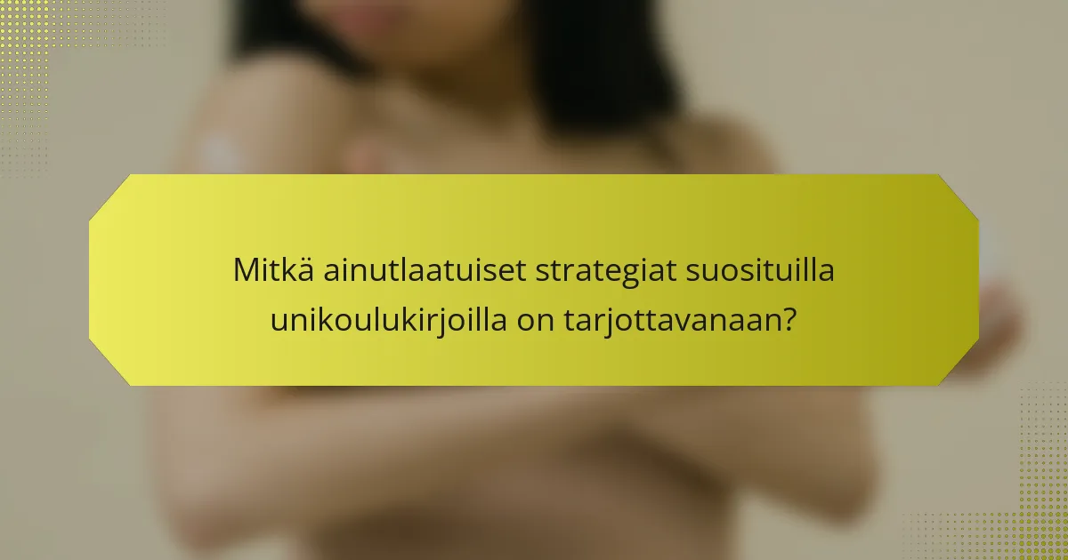 Mitkä ainutlaatuiset strategiat suosituilla unikoulukirjoilla on tarjottavanaan?