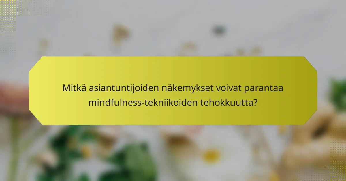 Mitkä asiantuntijoiden näkemykset voivat parantaa mindfulness-tekniikoiden tehokkuutta?