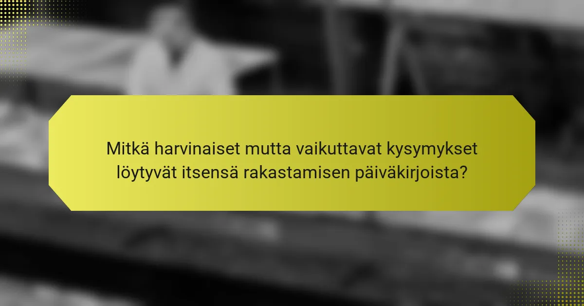 Mitkä harvinaiset mutta vaikuttavat kysymykset löytyvät itsensä rakastamisen päiväkirjoista?