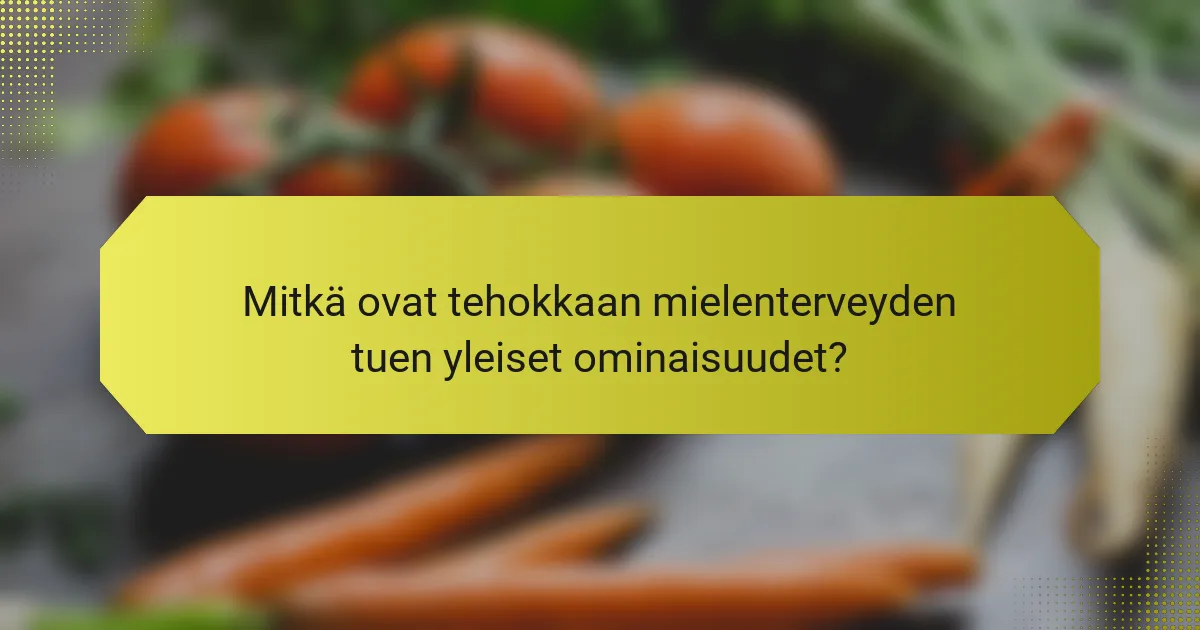 Mitkä ovat tehokkaan mielenterveyden tuen yleiset ominaisuudet?