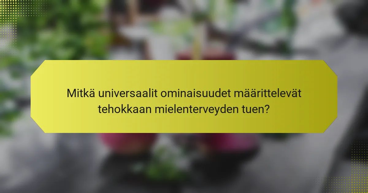 Mitkä universaalit ominaisuudet määrittelevät tehokkaan mielenterveyden tuen?